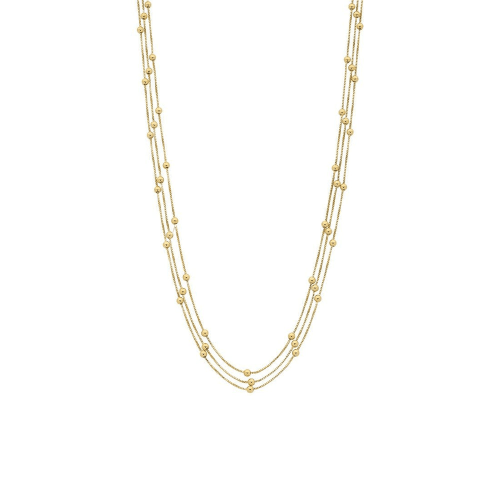 9kt Bonded Gold Silver Filled Triple Row Beaded Ball Necklace Necklaces Bevilles 