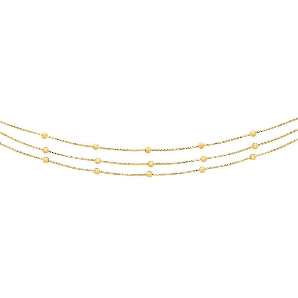 9kt Bonded Gold Silver Filled Triple Row Beaded Ball Necklace Necklaces Bevilles 