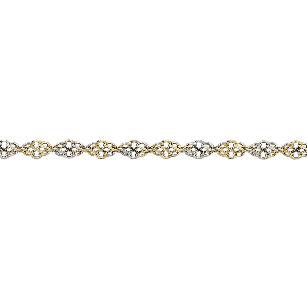 9kt Yellow Gold 2 Tone Twisted Infinity Chain Necklace 45cm Necklaces Bevilles 