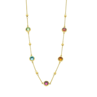 9kt Bonded Gold Silver Filled Multi Colour Crystal Necklace 50cm Necklaces Bevilles 