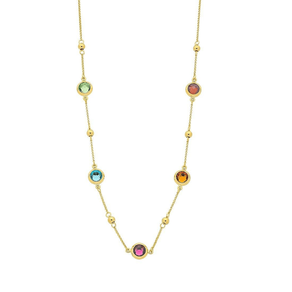 9kt Bonded Gold Silver Filled Multi Colour Crystal Necklace 50cm Necklaces Bevilles 