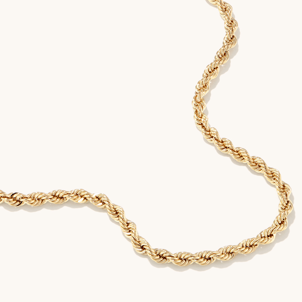 50cm Rope Chain in 9kt Bonded Gold Silver Filled Necklaces Bevilles 