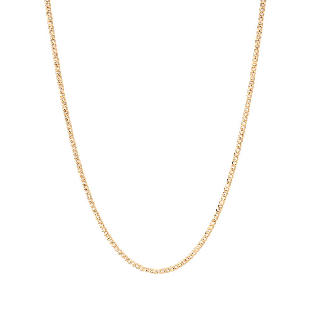55cm Diamond Cut Curb Chain in 9kt Yellow Gold Necklaces Bevilles 