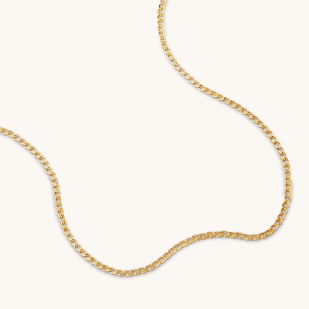 55cm Flat Curb Chain in 9kt Yellow Gold Necklaces Bevilles 