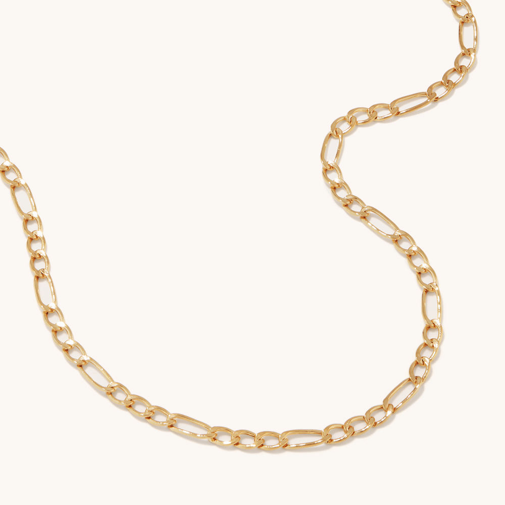 55cm Open Figaro Chain in 9kt Yellow Gold Necklaces Bevilles 