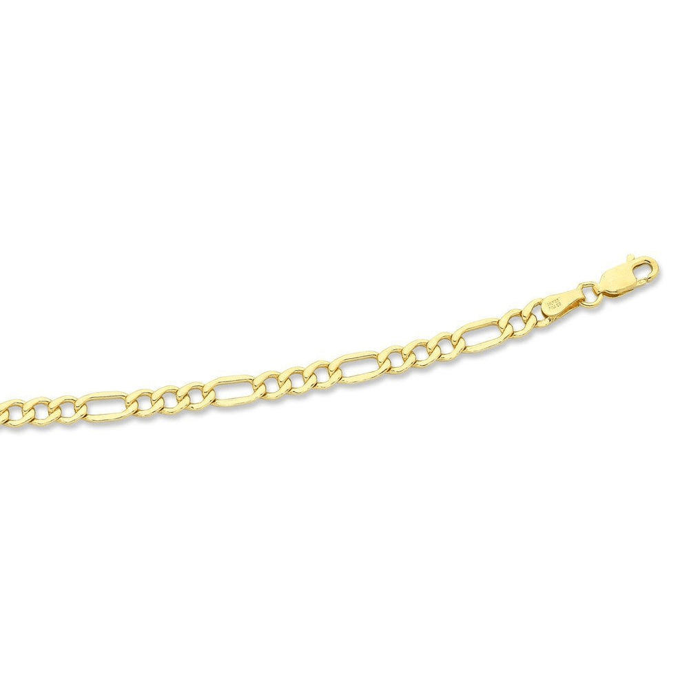 55cm Flat Figaro Chain in 9kt Yellow Gold Necklaces Bevilles 