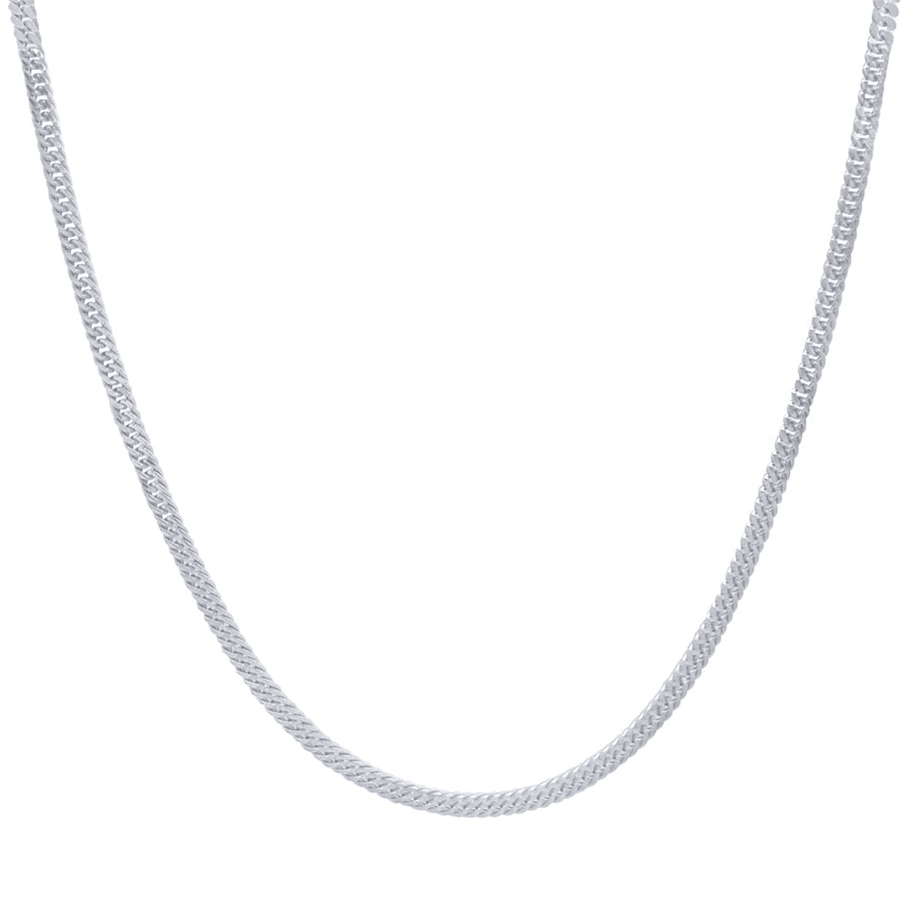 50cm Double Curb Chain in 9kt White Gold Necklaces Bevilles 