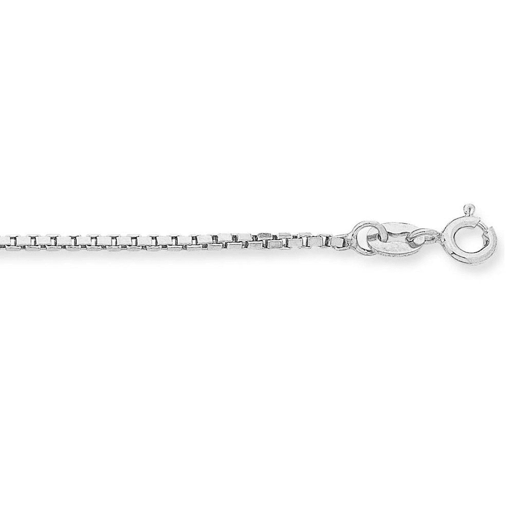 9kt White Gold 8 Sided Box Chain Necklace 50cm Necklaces Bevilles 