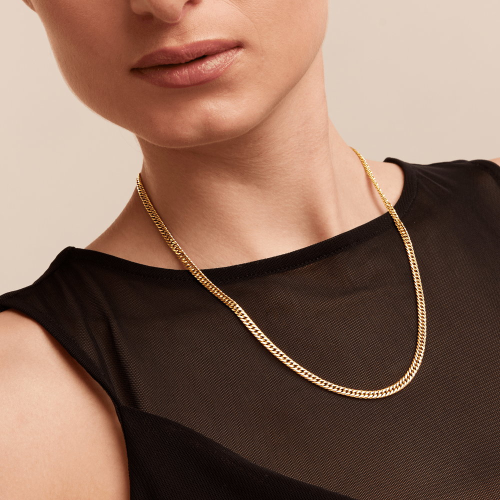 9kt Yellow Gold Diamond Cut Curb Chain Necklace 50cm Necklaces Bevilles 