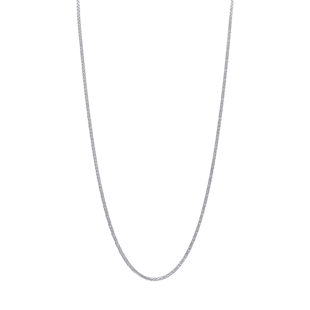 9kt White Gold Diamond Cut Wheat Chain Necklace 50cm Necklaces Bevilles 