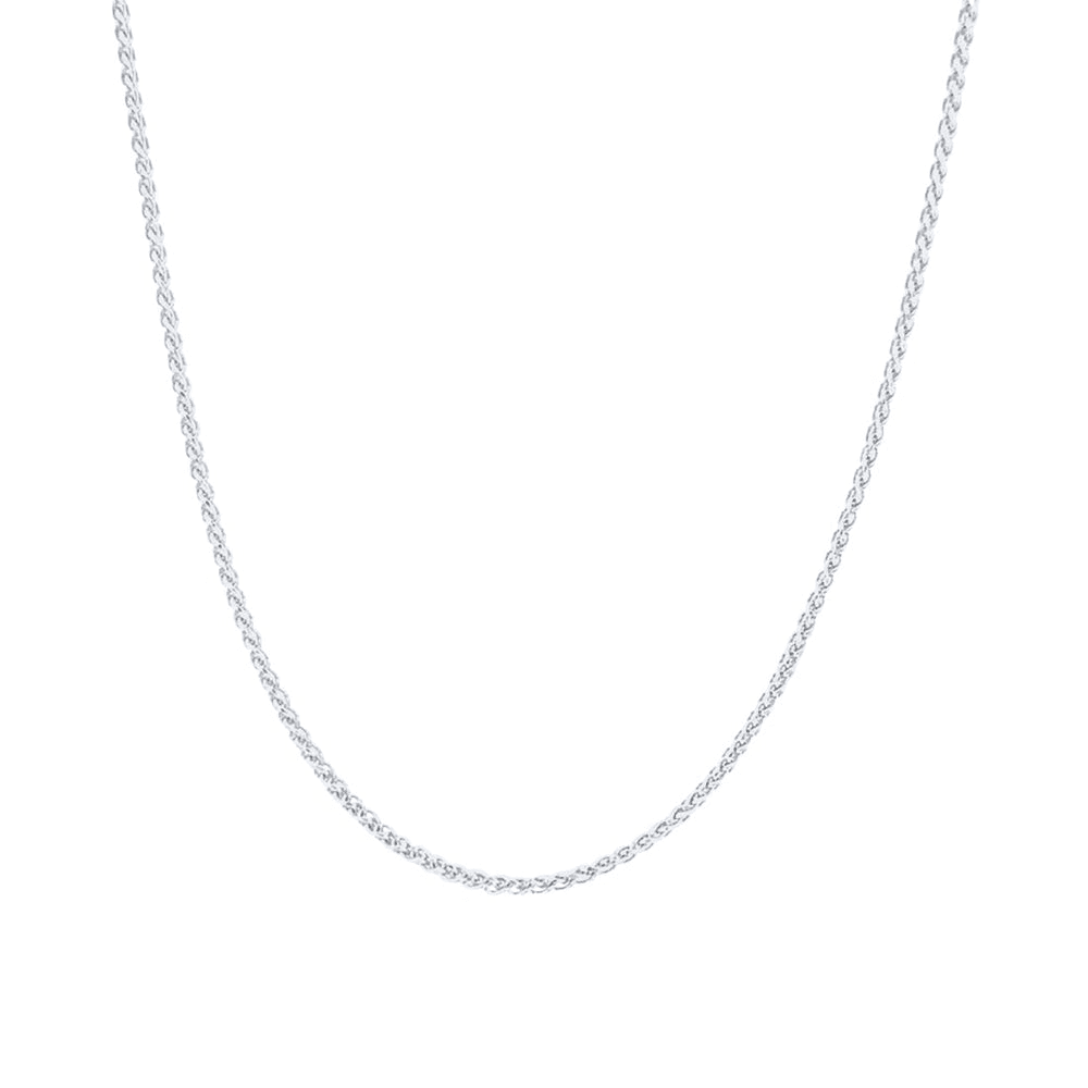 9kt White Gold Wheat Necklace Chain 46cm Necklaces Bevilles 