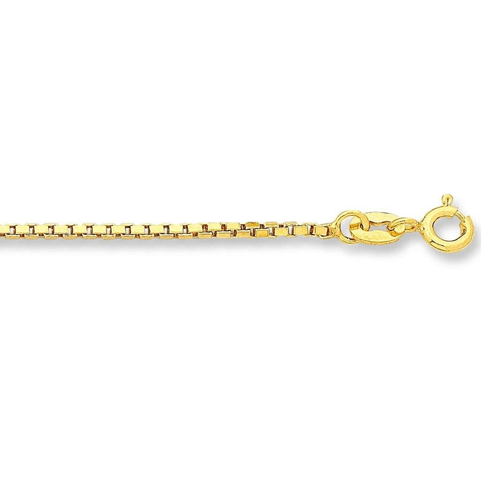 9kt Yellow Gold Box Chain Necklace 46cm Necklaces Bevilles 