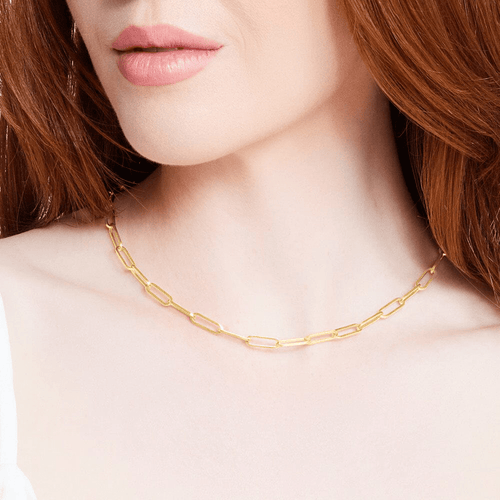 46cm Paperclip Chain in 9kt Yellow Bonded Gold Necklaces Bevilles 