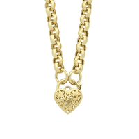 9kt Bonded Gold Silver Filled Padlock Heart Necklace 47cm Necklaces Bevilles 