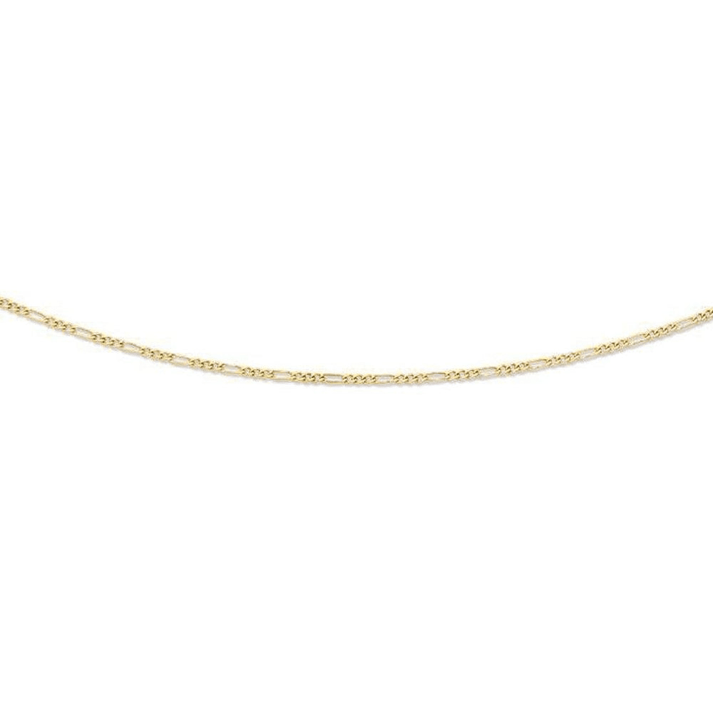 50cm Bevelled Figaro Chain in 9kt Yellow Gold Necklaces Bevilles 