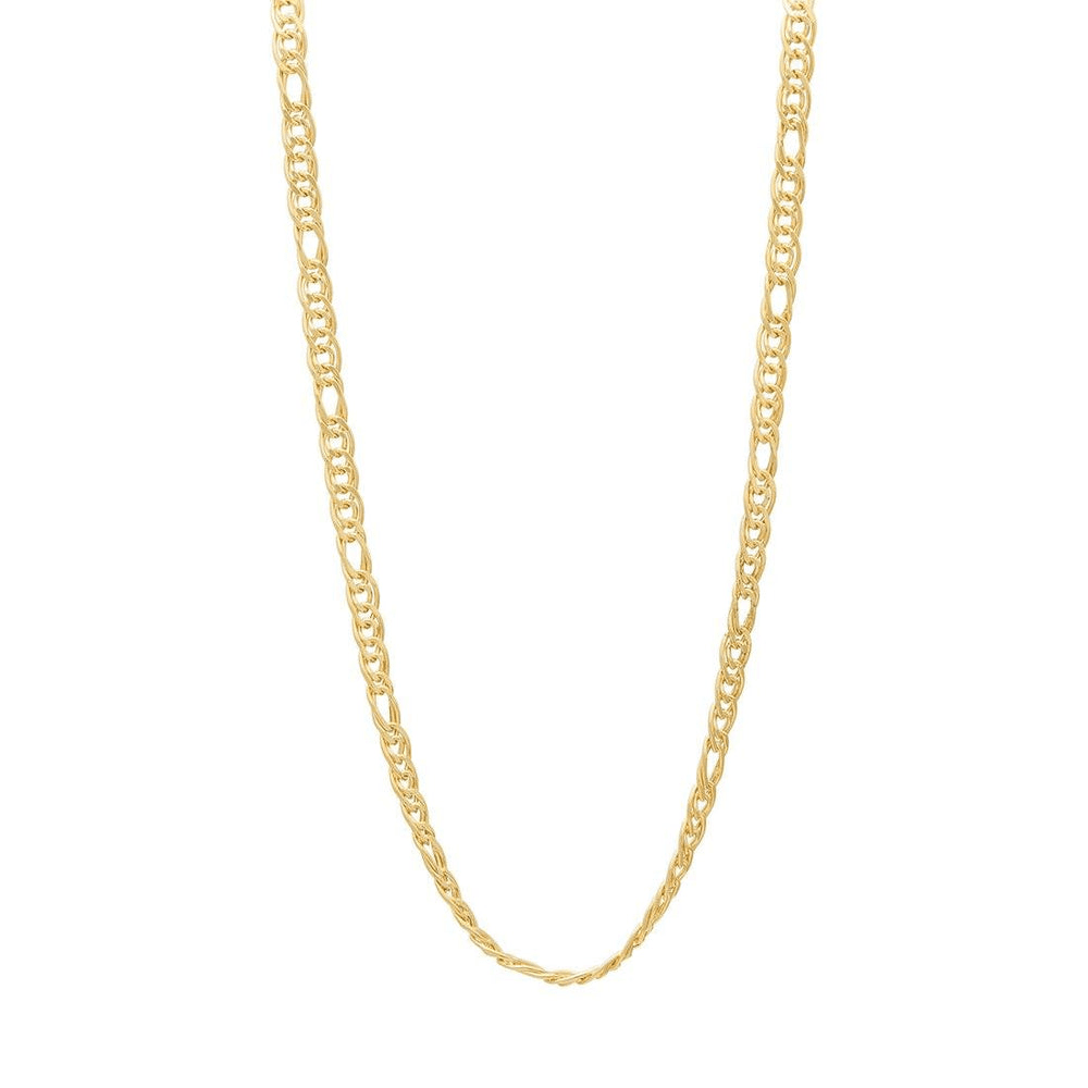 9kt Yellow Gold Fancy Double 1/3 Figaro Chain Necklace 50cm Necklaces Bevilles 