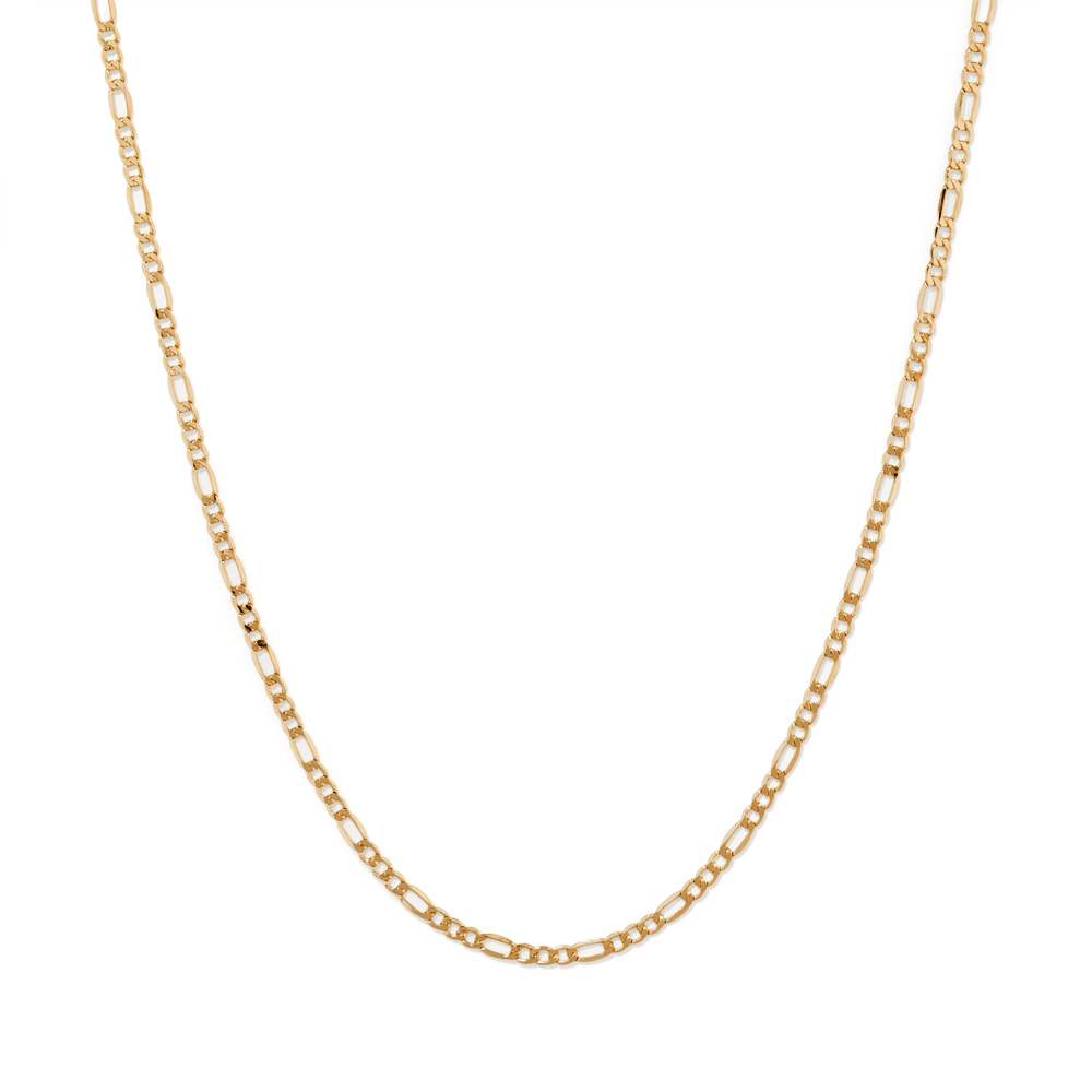 50cm Bevelled Figaro Chain in 9kt Yellow Gold Necklaces Bevilles 