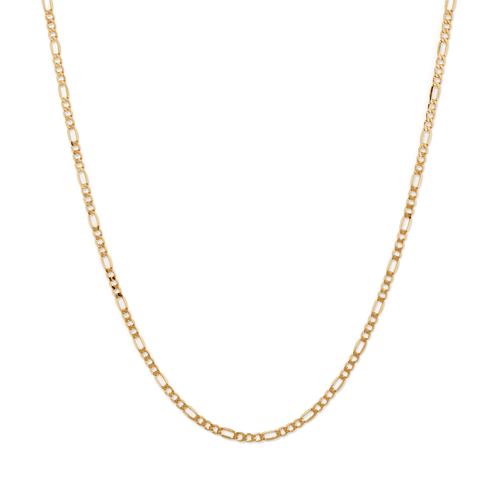 50cm Bevelled Figaro Chain in 9kt Yellow Gold Necklaces Bevilles 