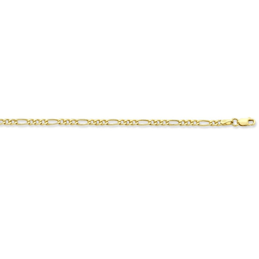 50cm Flat Figaro Chain in 9kt Yellow Gold Necklaces Bevilles 