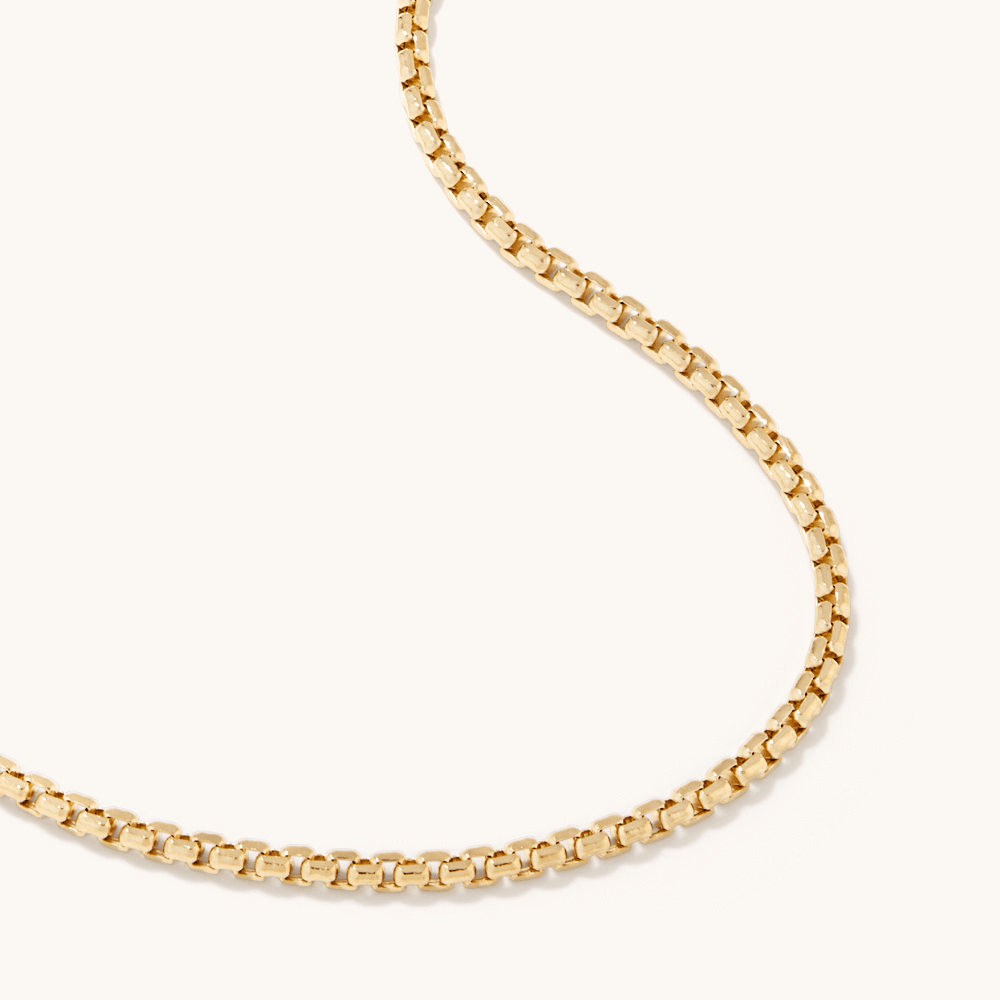 50cm Round Box Chain in 9kt Yellow Gold Necklaces Bevilles 