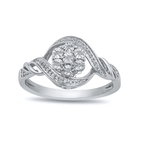 Sterling Silver 0.07tw Diamond Brilliant Illusion Flower Ring Rings Bevilles 