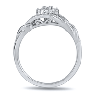 Sterling Silver 0.07tw Diamond Brilliant Illusion Flower Ring Rings Bevilles 