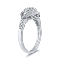 Sterling Silver 0.07tw Diamond Brilliant Illusion Flower Ring Rings Bevilles 