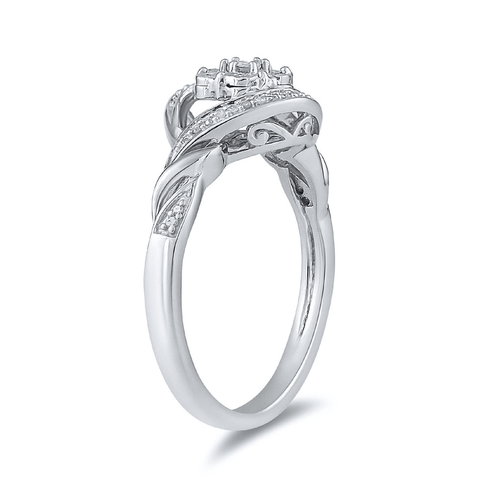 Sterling Silver 0.07tw Diamond Brilliant Illusion Flower Ring Rings Bevilles 
