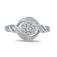 Sterling Silver 0.07tw Diamond Brilliant Illusion Flower Ring Rings Bevilles 