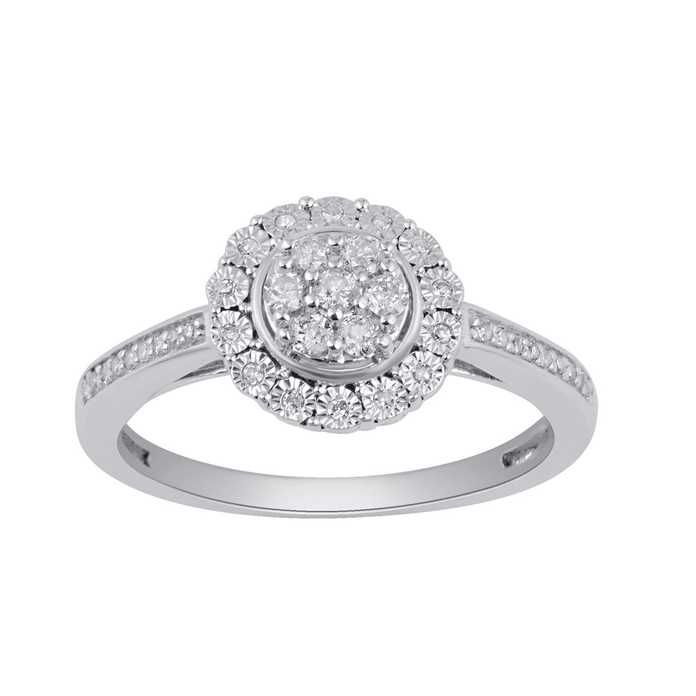 Mirage Halo Ring with 1/4ct of Diamonds in Sterling Silver Rings Bevilles Jewellers 