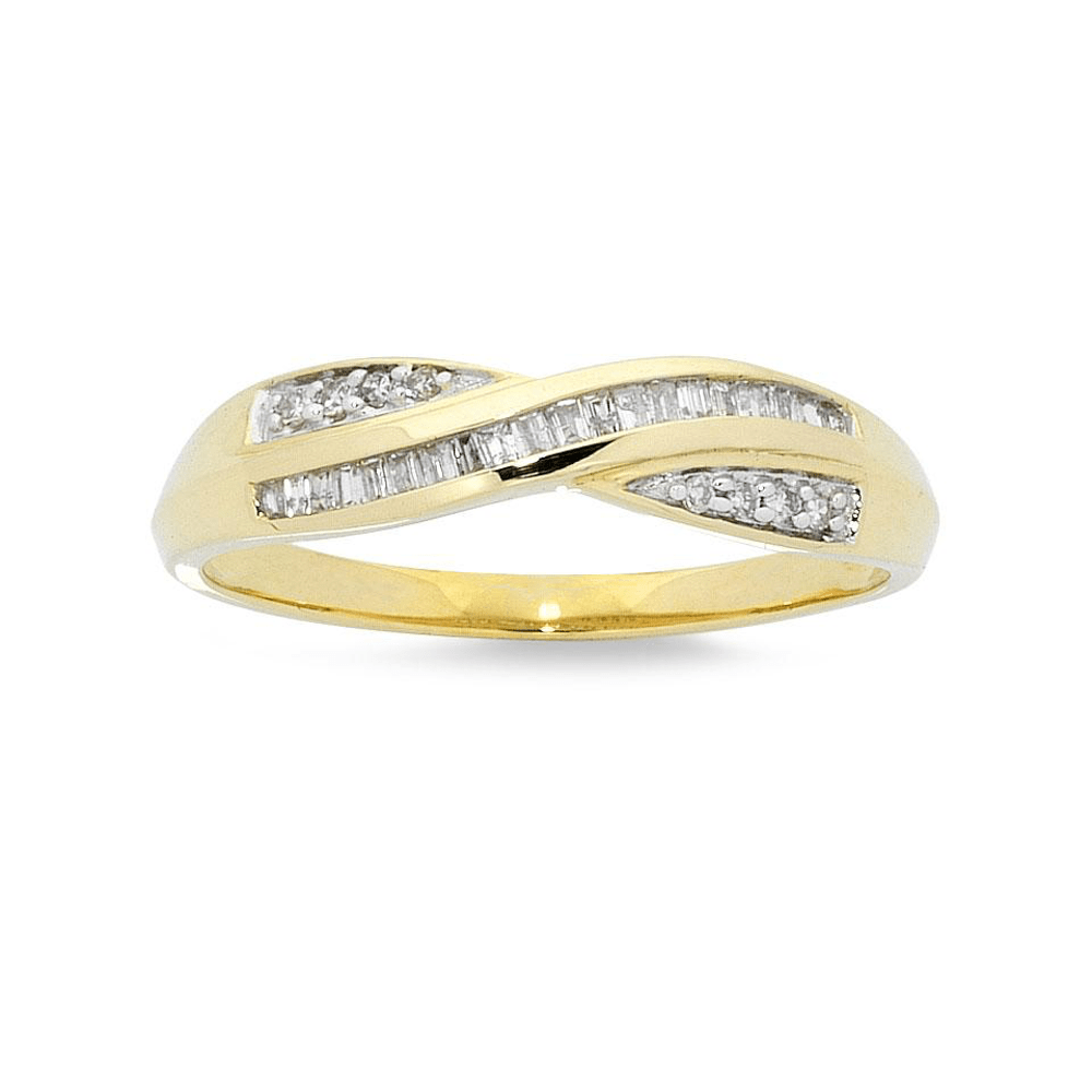 Crossover Ring with 0.15tw of Diamonds in 9kt Yellow Gold Rings Bevilles 
