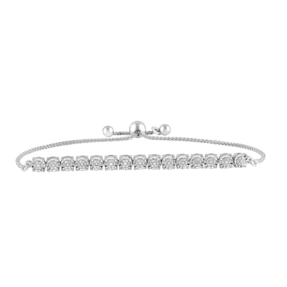 12cm Bolo Bracelet with 0.25tw of Diamonds in Sterling Silver Bracelets Bevilles 