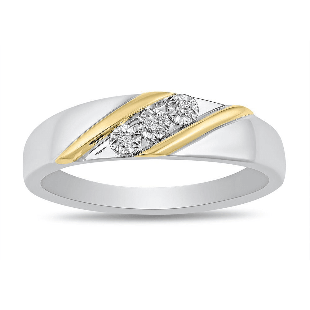 Men's Diamond Ring in Sterling Silver & 9kt Yellow Gold Rings Bevilles 