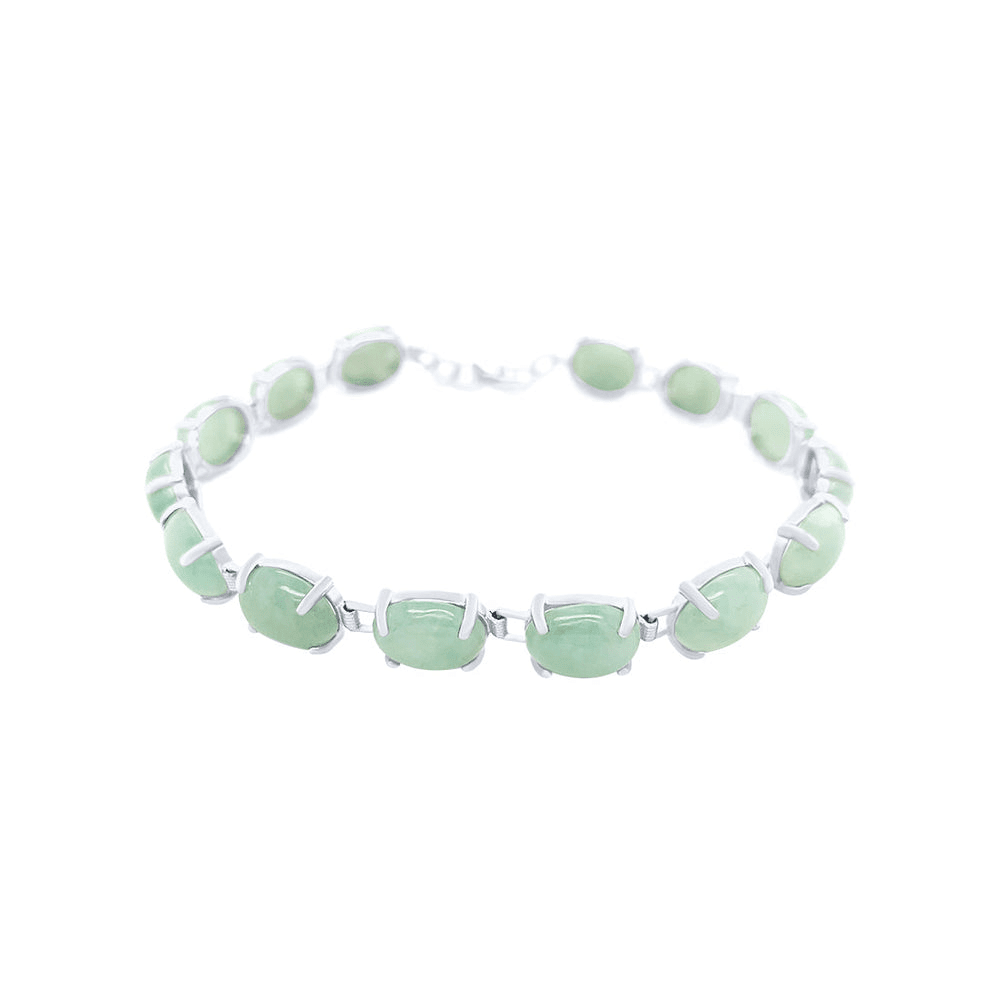 20cm Jade Cushion Cut Bracelet in Sterling Silver Bracelets Bevilles 