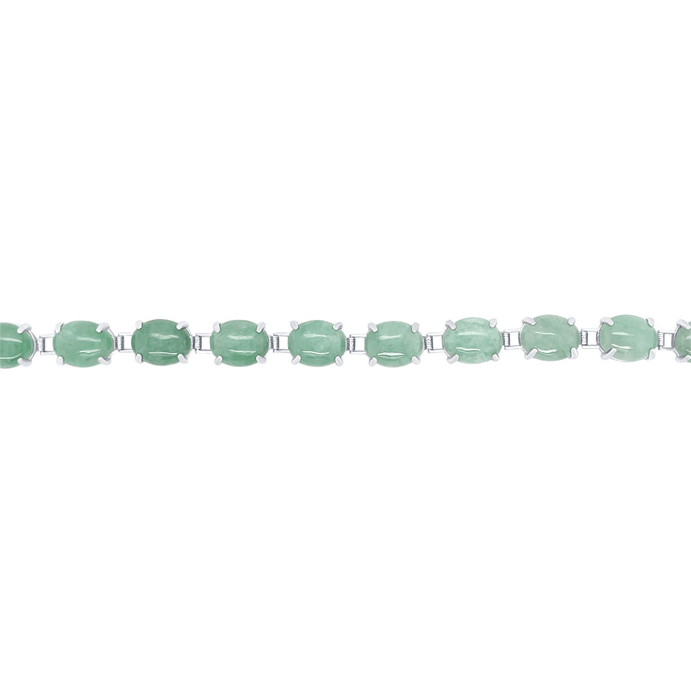 20cm Jade Cushion Cut Bracelet in Sterling Silver Bracelets Bevilles 