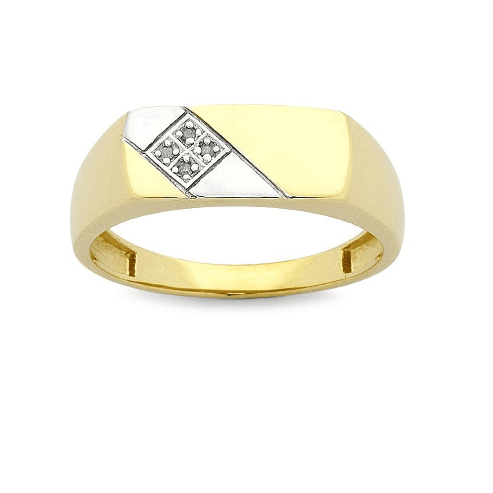 Men's Diamond Set Tablet Ring in 9kt Yellow Gold Rings Bevilles 