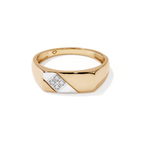 Men's Diamond Set Tablet Ring in 9kt Yellow Gold Rings Bevilles 