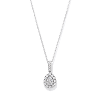 45cm Fancy Pear Shape Necklace with 0.16tw of Diamonds in Sterling Silver Pendants Bevilles 
