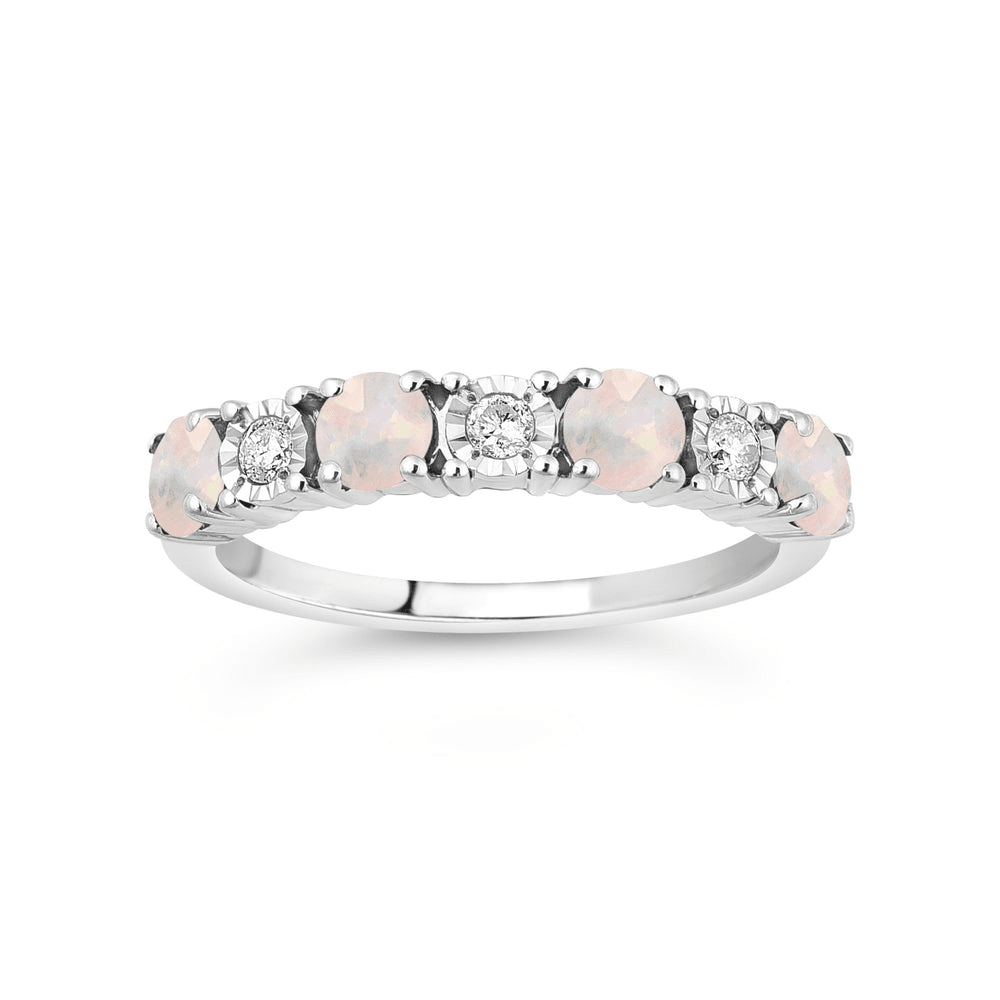 Created Opal and Diamond Anniversary Ring in Sterling Silver Rings Bevilles 