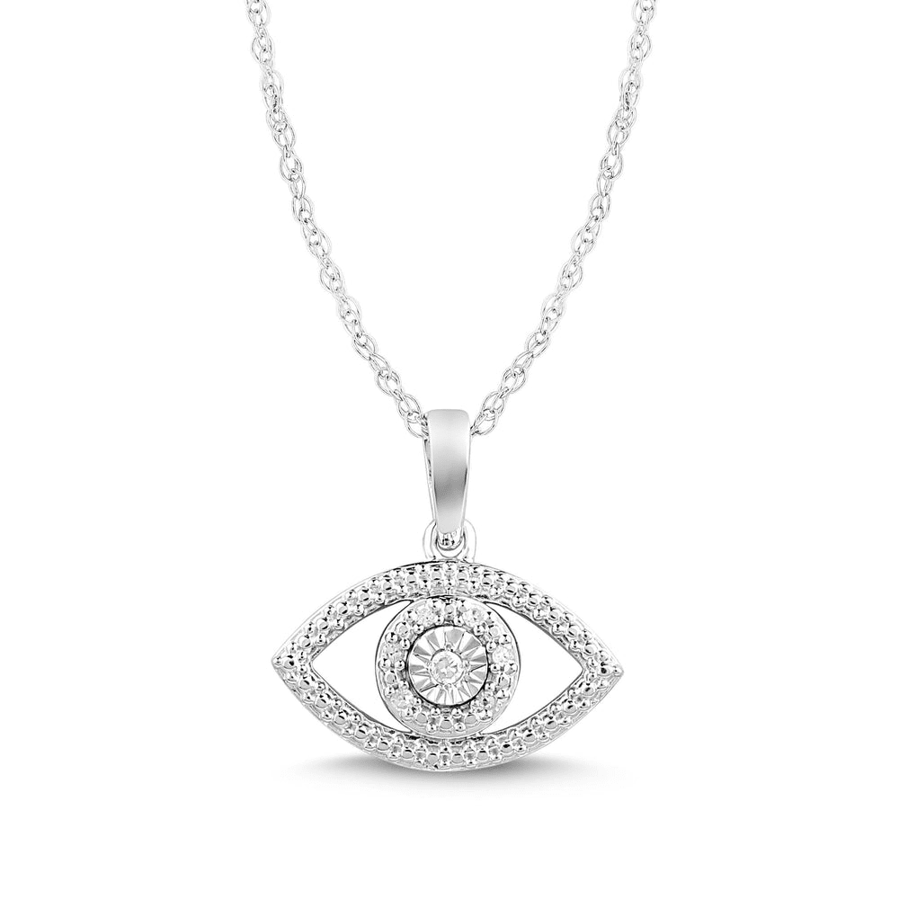Diamond Evil Eye Necklace in Sterling Silver Bevilles Jewellers 