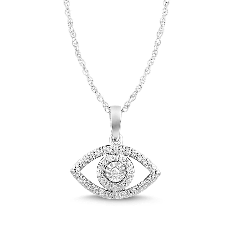 Diamond Evil Eye Necklace in Sterling Silver Bevilles Jewellers 