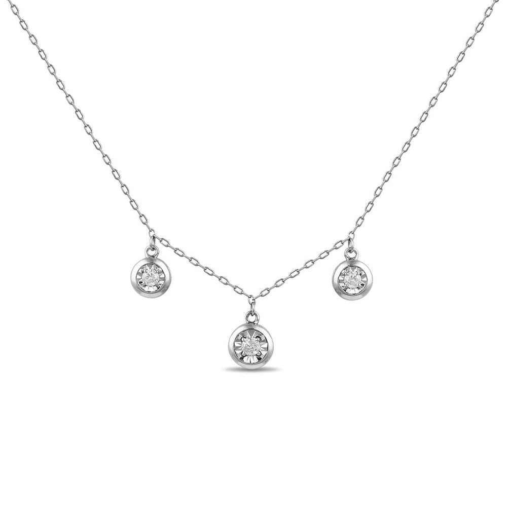 3 Station Necklace with 0.20tw of Diamonds in Sterling Silver Pendants Bevilles 