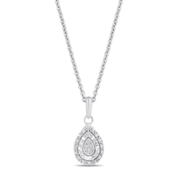45cm Diamond Set Pear Miracle Halo Necklace in Sterling Silver Pendants Bevilles 