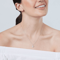 45cm Diamond Set Pear Miracle Halo Necklace in Sterling Silver Pendants Bevilles 
