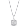 Diamond Set Cushion Miracle Halo Necklace in Sterling Silver Bevilles Jewellers 