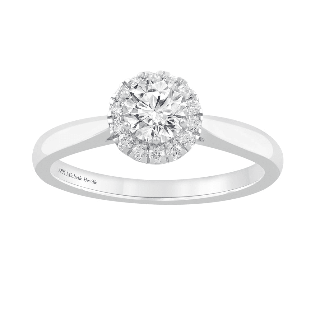 Love By Michelle Beville Halo Ring with 0.45tw of Diamonds in 18kt White Gold Rings Bevilles 