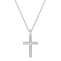 Cross Necklace with Diamonds in 9ct White Gold Bevilles Jewellers 
