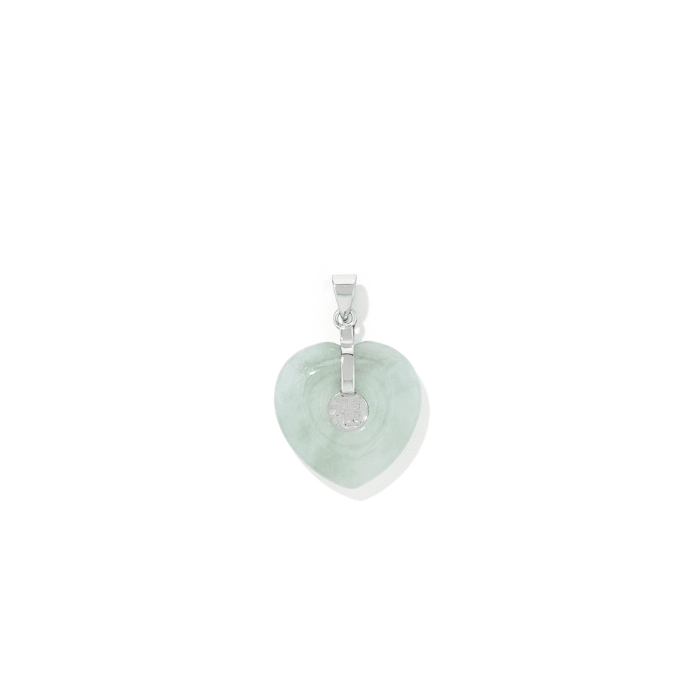 Heart Shaped Natural Jade Pendant in Sterling Silver Pendants Bevilles 