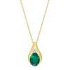 9ct Yellow Gold Diamond and Created Emerald Necklace Bevilles Jewellers 