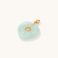 Heart Shape Natural Jade Lucky Pendant in 9kt Yellow Gold Pendants Bevilles 